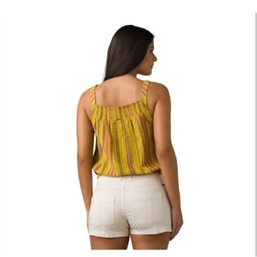 Prana Women's Little Palm Cami Leapfrog Stripe Gold Cotton Top NWT - Picture 2 of 9